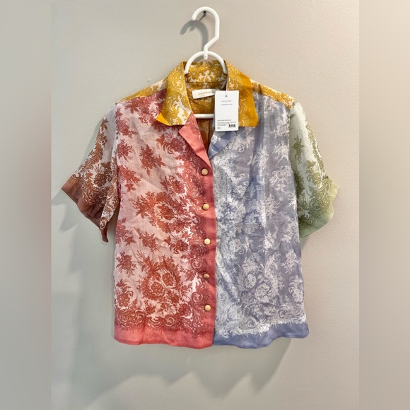 NWT Zimmermann Dancer Short Sleeve Shirt Size 2P - Picture 1 of 6